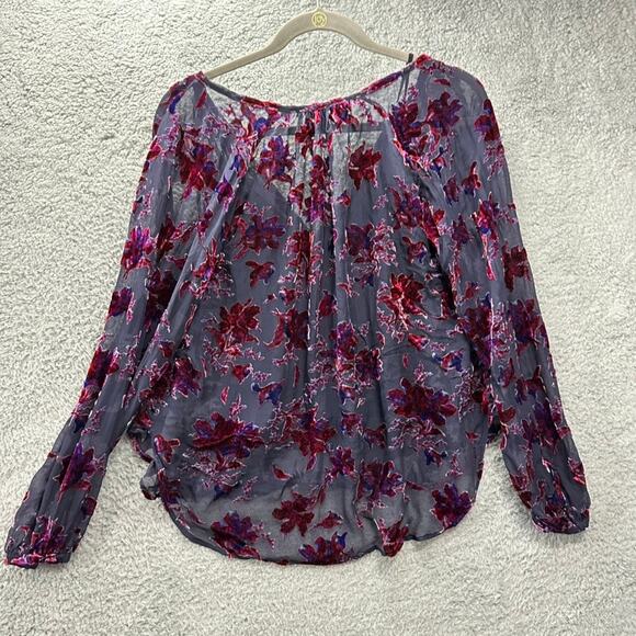 Rag & Bone Women's XS Purple Multi Yuni Burnout Blouse Sheer with Tank EUC - Picture 10 of 10